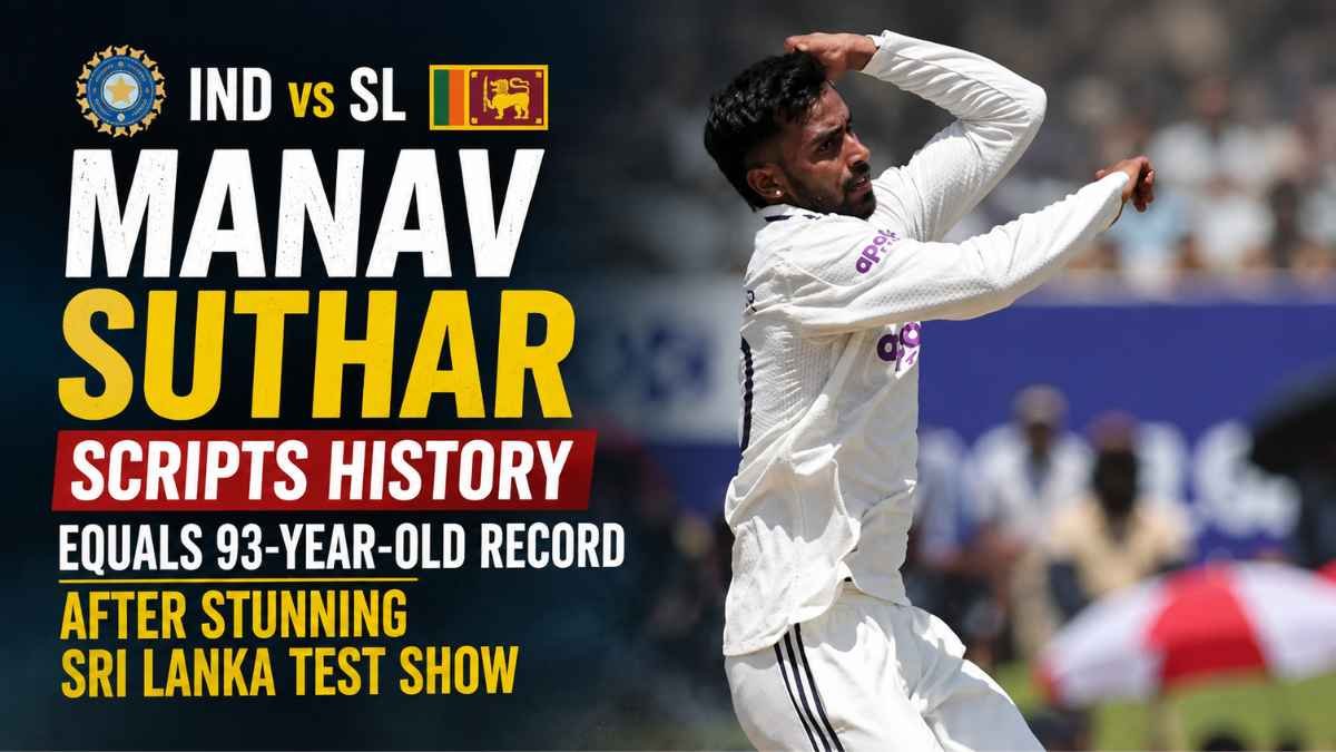 Manav Suthar Scripts History, Equals 93-Year-Old Record in Sri Lanka Test