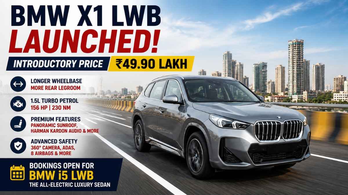 BMW X1 LWB Launched in India at ₹49.90 Lakh, i5 LWB Bookings Open